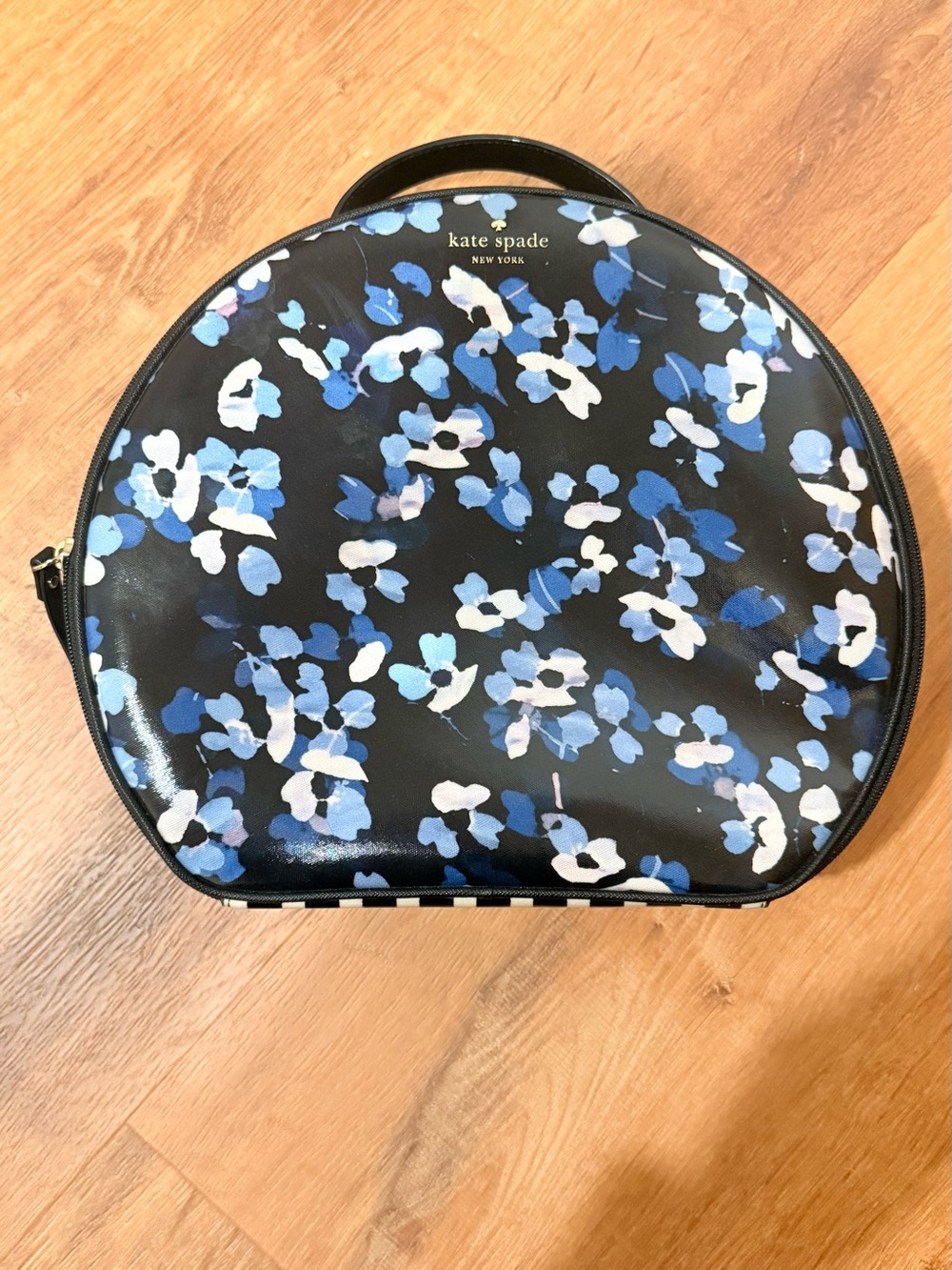 kate spade Black & White Striped Travel Bag Set with Floral Cosmetic Cases - Picture 10 of 16